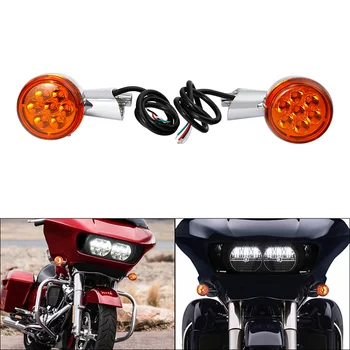 Motosiklet Ön LED Dönüş Sinyalleri ışık braketi İçin 4 Teller Harley Touring Yol Glide FLTRX 2015-2022 2016 2017 18 19 2020 2021