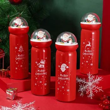 Noel hediyesi Sevimli Geyik Karikatür Su Bardağı Tatil Yaratıcı Hediye termos Spor Su Şişesi Paslanmaz çelik termos