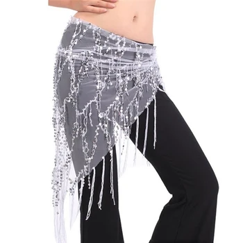 Pullu Püskül Üçgen Eşarp Performans cıngıllı şal Uygulama Bel Zinciri bel Eşarp Oryantal Dans Performansı Kadın Sahne Kostümleri