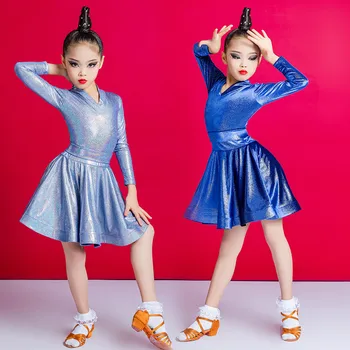 Renkli kristal Latin elbise Kızlar İçin Laitn Dans Elbise Çocuk Çocuk Dans Elbise Balo Salonu Dans Yarışması Elbise SL5919
