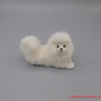 sevimli simülasyon yalan köpek polietilen ve kürkler beyaz kaniş köpek modeli yaklaşık 16X11 cm 069