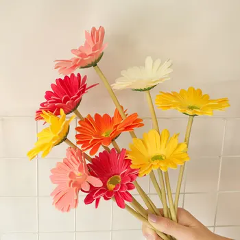 Simülasyon PU Gerbera yapay çiçekler Düzenleme Malzemeleri Ev Dekorasyon Parti Çiçek Duvar Düğün Sahte Çiçek Çelenk