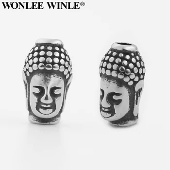 Wonlee Winle Paslanmaz Çelik 2mm Delik Retro Buda Başkanı Boncuk Charm DIY Erkekler & Kadınlar Için Dize Bilezik Takı