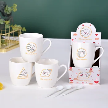 Yaratıcı Karikatür Seramik Kupa Sevimli Kız İfade Paketi Fincan Çift Tatil Hediye Ev süt kupası Sevimli Kahve kupalar ve bardaklar çay bardağı