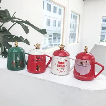 Yaratıcı Noel Noel Baba Kupa Seramik Kahve Kupalar Yeni Yıl Yılbaşı Hediyeleri Ev Öğleden Sonra Çay Siyah Çay Fincanı Su Bardağı