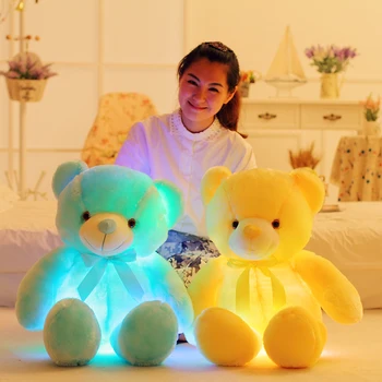 Yaratıcı parlak LED Oyuncak Ayı Doldurulmuş Hayvanlar peluş oyuncak Renkli Parlayan noel hediyesi Çocuklar için Yastık 30cm 50cm