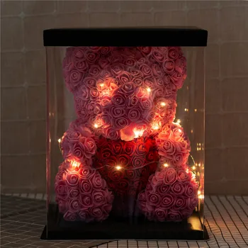 Yaratıcı sevgililer günü hediyesi gül ayı köpük gül çiçek ışık yapay dekorasyon yılbaşı hediyeleri