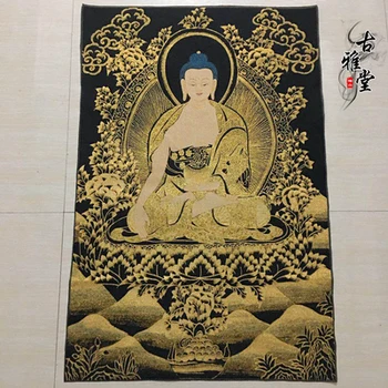 Zarif Shakyamuni siyah altın Tang aile siyah thangka oturma odası sundurma dekorasyon boyama yeni Çin tarzı