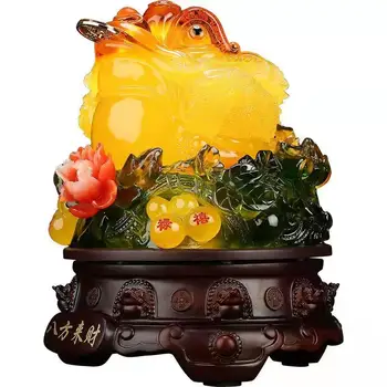 Şanslı Feng shui kurbağa dekorasyon nakit masası ış Otel ev dekorasyon altın ağustosböceği maskot heykeli ev dekor Iyi kilit